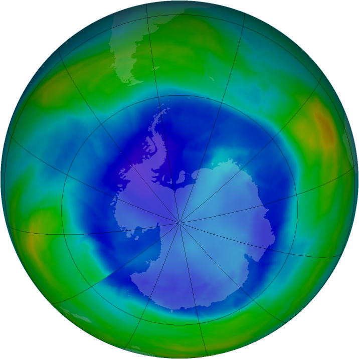 Antarctic ozone map for 30 August 2008